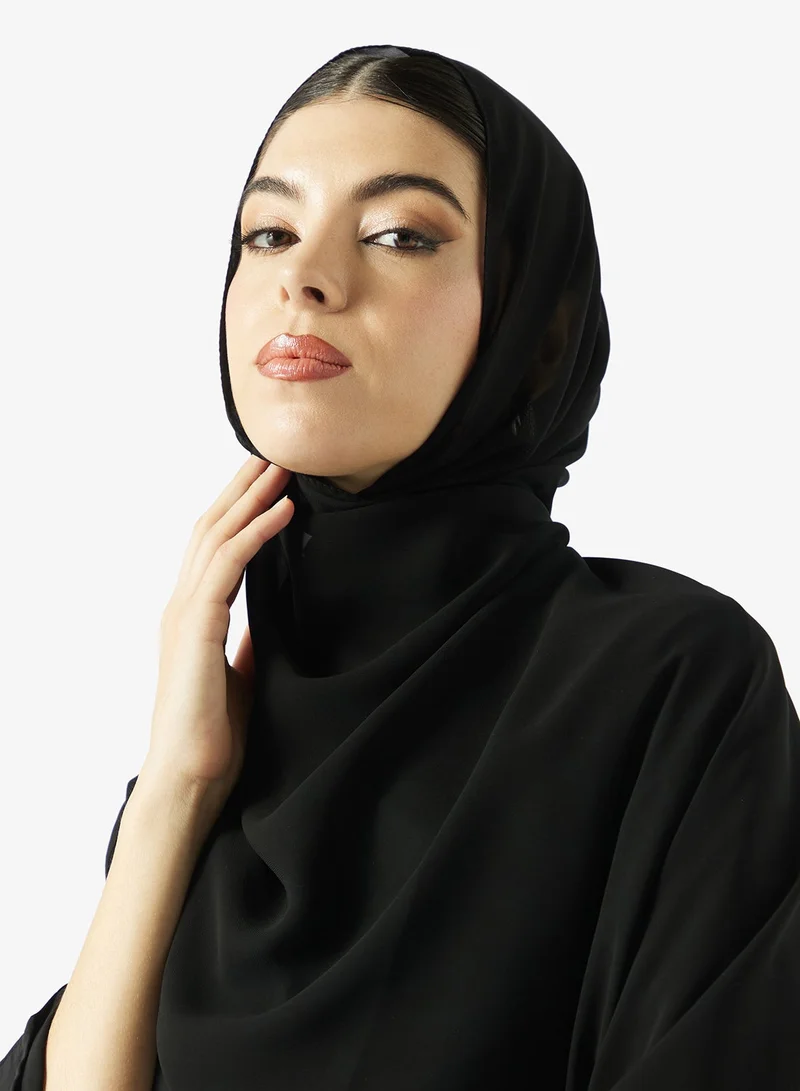 hayas closet  Black Embellished Abaya With Sheila for Women | Best Price UAE